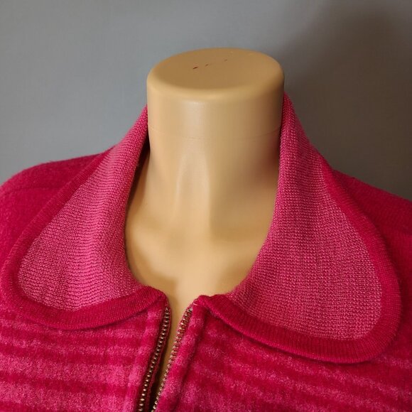 Vtg Talbots Cardigan Sweater Sz Medium Wool Preppy Colorful Stripe 90s Full Zip - Picture 3 of 10
